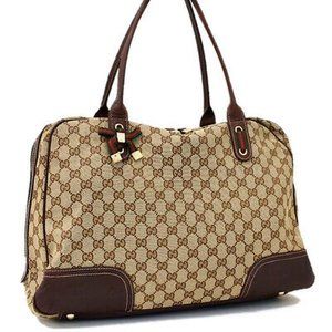 Auth Gucci Web Sherry Gg Tote Bag Brown #44465G35B